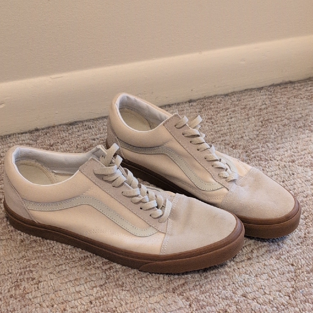 Cream and Brown Sneakers Vans. Men's Size 12. Barely Worn.